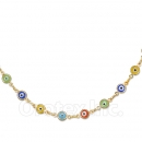 Orotex Gold Layered Multicolor Eye Necklace