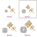 Orotex Gold Layered 6mm  Round CZ Stud Earrings