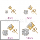 Orotex Gold Layered 8mm  Round CZ Stud Earrings