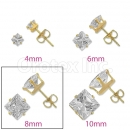 Orotex Gold Layered 8mm Square CZ Stud Earrings