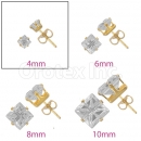 Orotex Gold Layered 4mm 4-Cut Square CZ Stud Earrings