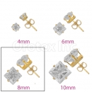 Orotex Gold Layered 8mm 4-Cut Square CZ Stud Earrings