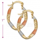 105011  Gold Layered Tri-color Hoop Earrings