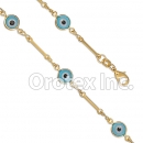 BR004 Gold Layered Blue Eye Bracelet