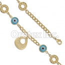 BR056 Gold Layered Blue Eye  Bracelet
