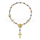 Orotex Gold Layered Filligree Tri-Color Hand Rosary