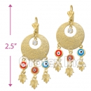 ECH017 Gold Layered CZ Tri-Color Chandelier Earrings
