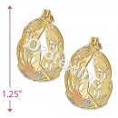 EH076 Gold Layered Tri-color Hoop Earrings