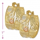 EH078 Gold Layered Tri-color Hoop Earrings