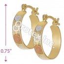 EH081 Gold Layered Tri-Color Hoop Earrings