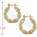 EH093 Gold Layered Tri-color Hoop Earrings