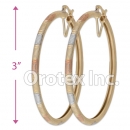 EH134 Gold Layered Tri-Color Hoop Earrings