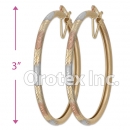 EH137 Gold Layered Tri-Color Hoop Earrings