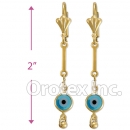 EL016 Gold Layered Blue Eye Long Earrings