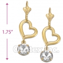 EL019 Gold Layered CZ Long Earrings