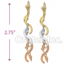 EL022 Gold Layered Tri-color Long Earrings
