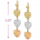 EL023 Gold Layered Tri-color Long Earrings