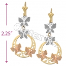 EL042 Gold Layered  Tri-Color Long Earrings