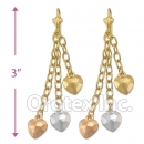 EL142 Gold Layered  Tri-Color Long Earrings