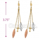 EL156 Gold Layered  Tri-Color Long Earrings