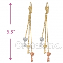 EL158 Gold Layered  Tri-Color Long Earrings