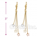 EL159 Gold Layered  Tri-Color Long Earrings