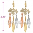 EL161 Gold Layered  Tri-Color CZ Long Earrings