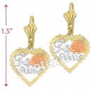 EL348 Gold Layered Tri-Color Long Earrings