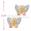 ES019 Gold Layered Tri-Color Stud Earrings