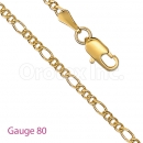 GFC1-10 Gold Layered Figaro 3+1 Chain Gauge 080
