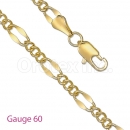 GFC1-11 Gold Layered Figaro 3+1 Chain Gauge 060