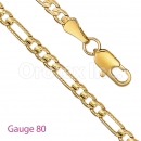 GFC1-18 Gold Layered Figaro 3+1 Yellow Pave Gauge 080