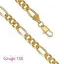 GFC1-6 Gold Layered Figaro 3+1 Chain Gauge 150