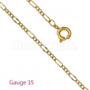 GFC2-16 Gold Layered Stamped Figaro 3+1 Chain Gauge 035