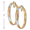 6mm Indian Gold Plated Tri-color Bangle Earrings