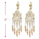 Orotex Gold Layered Tri-color Chandelier Earrings