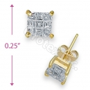 Orotex Gold Layered Invisible Cut Square Stud CZ Earring