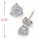 Orotex Silver Layered Invisible Cut Round Stud CZ Earring