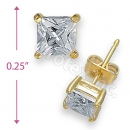 Orotex Gold Layered Square Stud CZ Earring