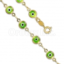 Orotex Gold Layered Green Eye Bracelet
