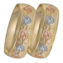 GLG1-24-A 25mm Indian Gold Plated Tri-color Diamond Cut Bangle