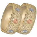 GLG1-24-D 25mm Indian Gold Plated Tri-color Diamond Cut Bangle