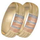 GLG1-25-D 20mm Indian Gold Plated Tri-color Diamond Cut Bangle
