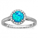 925 Sterling Silver Lab Blue Opal CZ Women’s Ring
