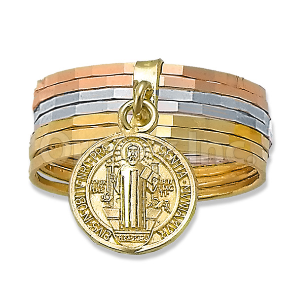 Orotex Gold Layered Tricolor Semanario Ring Oro Laminado Gold