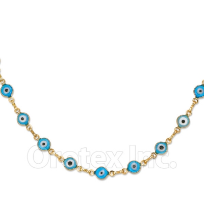 Orotex Gold Layered Aqua Eye Necklace