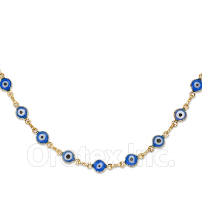 Orotex Gold Layered Blue Eye Necklace