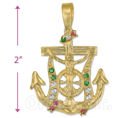 Oro Tex Gold Layered CZ Anchor Charm
