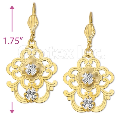 081013 Gold Layered CZ Long Earrings