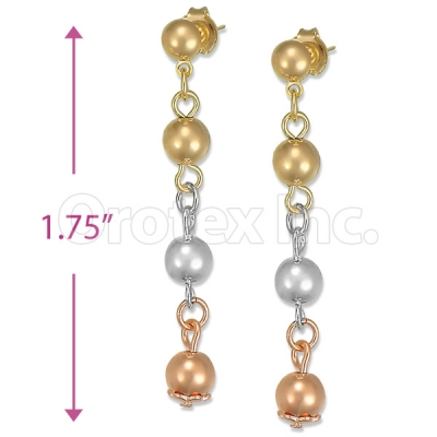 Orotex Gold Layered Tri-color Long Earrings